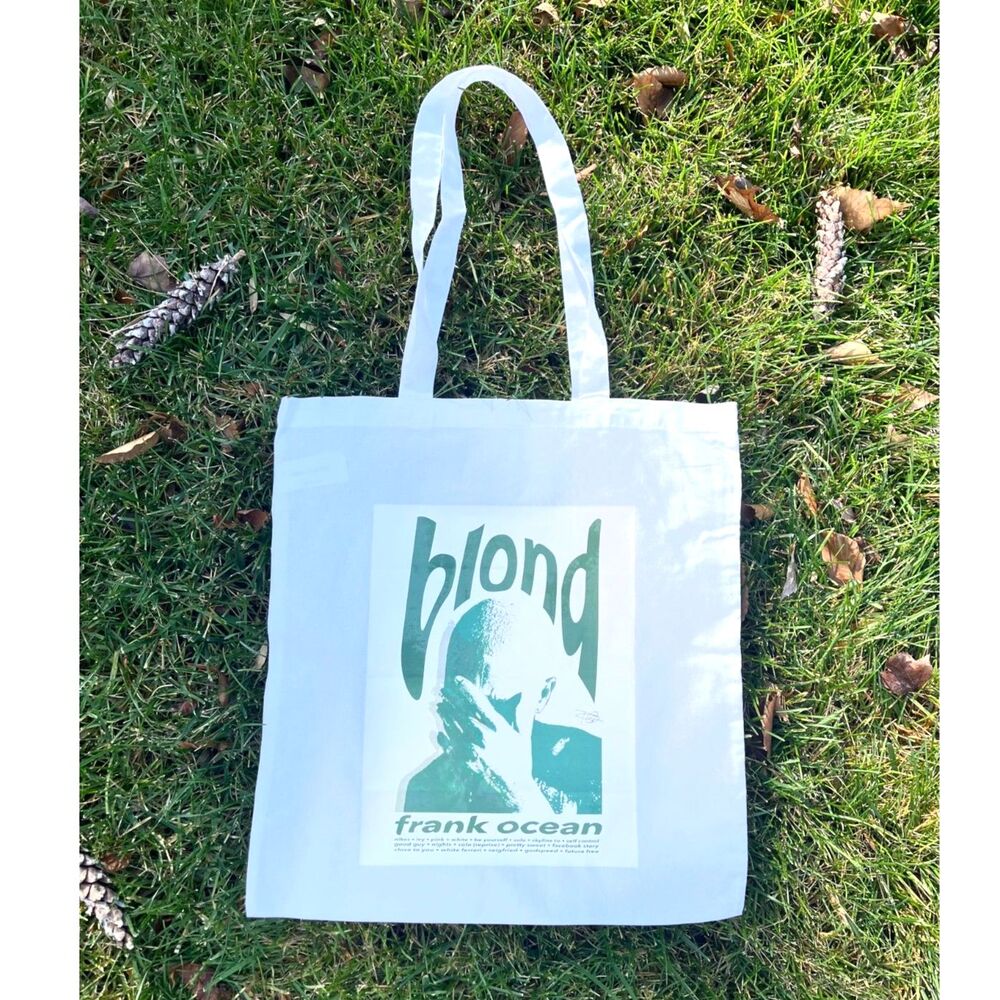 Frank Ocean Blonde Tote Bag White Cotton R&B Artist Album Merch Gift 15" x 16"